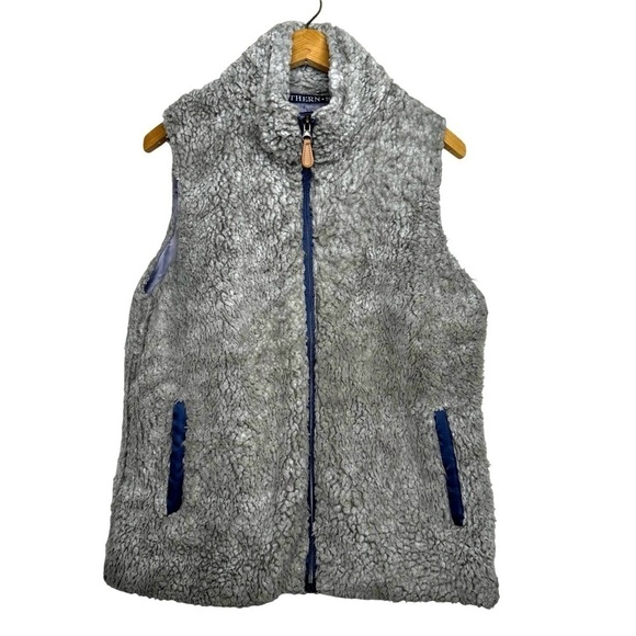 Simply Southern Gray Sherpa Full Zip Vest Jacket Womens Size L - Picture 1 of 5
